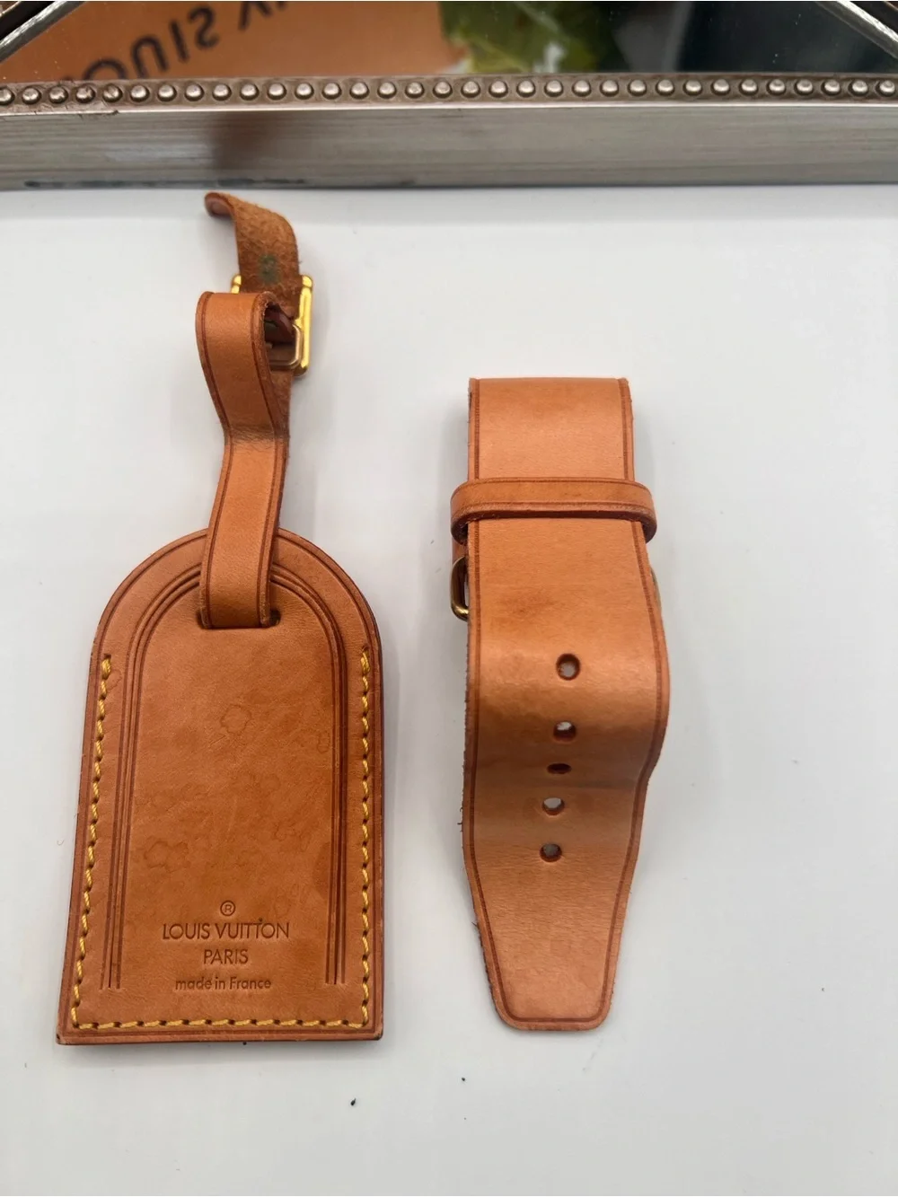 Louis Vuitton Vachetta Luggage Tag and Poignett (Handle Strap)